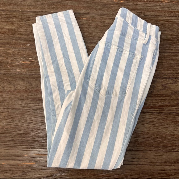 Good American Good Legs Baby Blue and White Stripped Cropped Denim - Picture 2 of 9